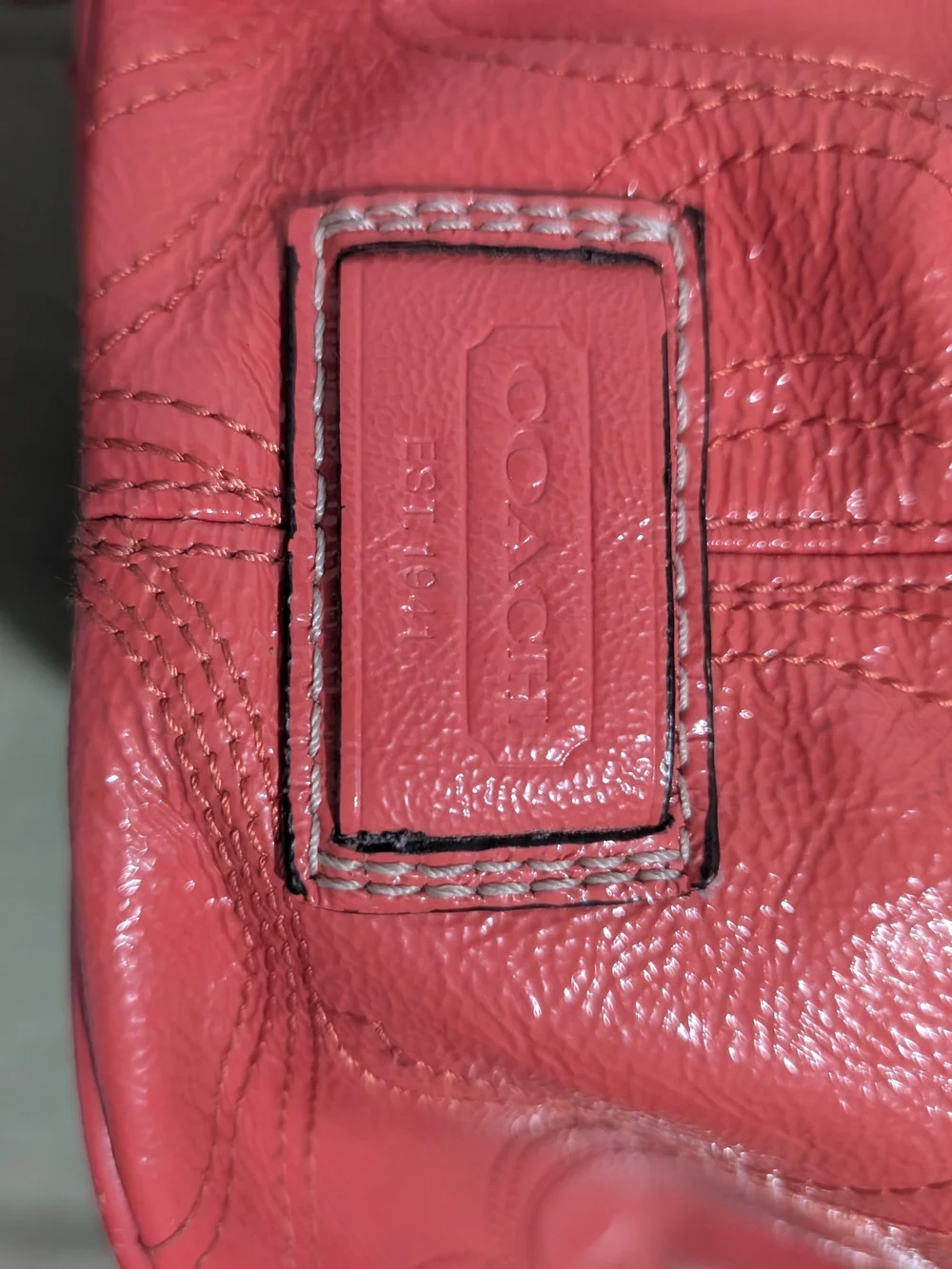 Coach Coral Leather Satchel with Signature Stitching